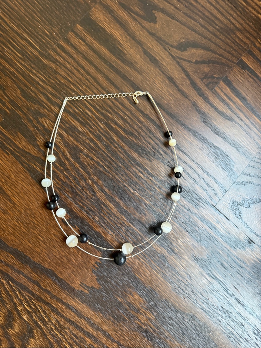 Silver-Tone, two-strand floating bead necklace
